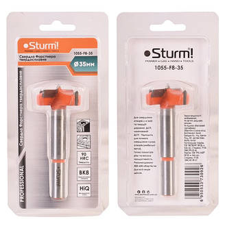 Свердло Форстнера для дерева 35 мм твердосплавне циліндричний хвостовик Sturm 1055-F8-35
