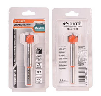 Свердло Форстнера для дерева 20 мм твердосплавне циліндричний хвостовик Sturm 1055-F8-20