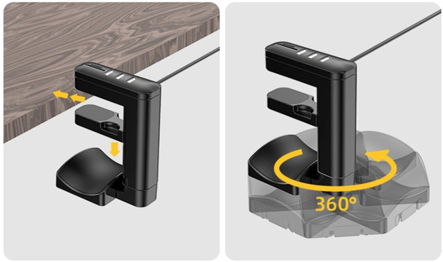 Тримач для навушників + USB хаб 2.0 Hook 03 з кабелем Type-C