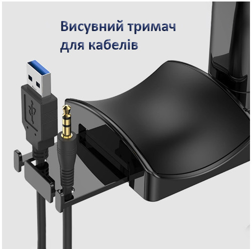 Тримач для навушників + USB хаб 2.0 Hook 03 з кабелем Type-C
