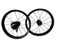 Комплект велосипедных колес 12 дюймов, переднее и заднее, без покрышек, черные - модель 8142