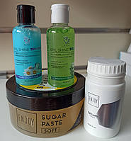 Набір для шугарингу Цукрова паста/тальк/гель до та після депіляції enjoy Sugar Paste gold collection