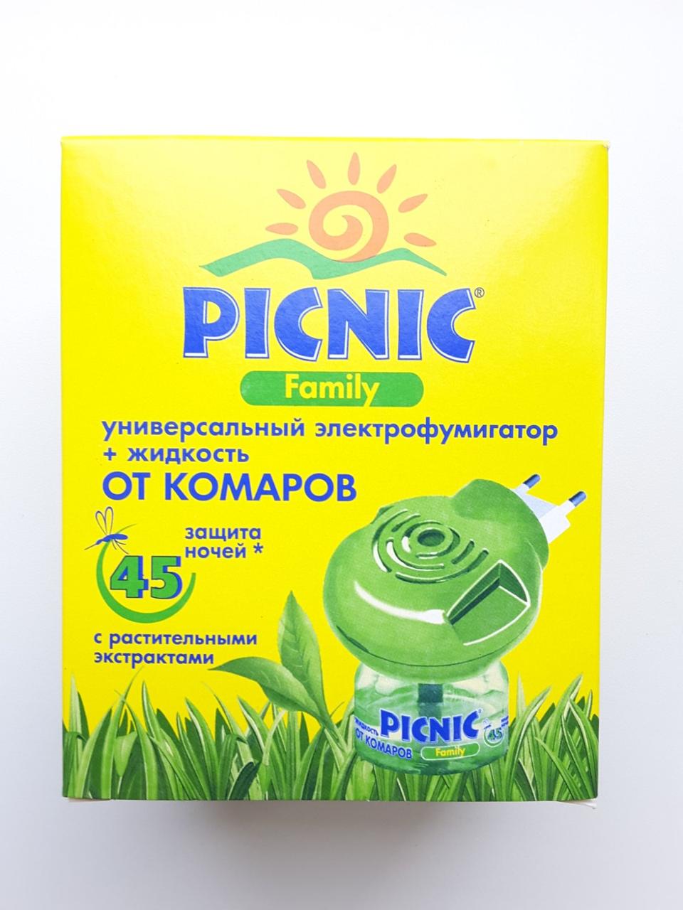Універсальний електрофумігатор + рідина від комарів Picnic family 45 ночей