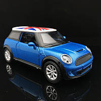 Модель автомобиля Mini Cooper S 1:32, Металлическая инерционная машинка Mini Cooper S с британским флагом