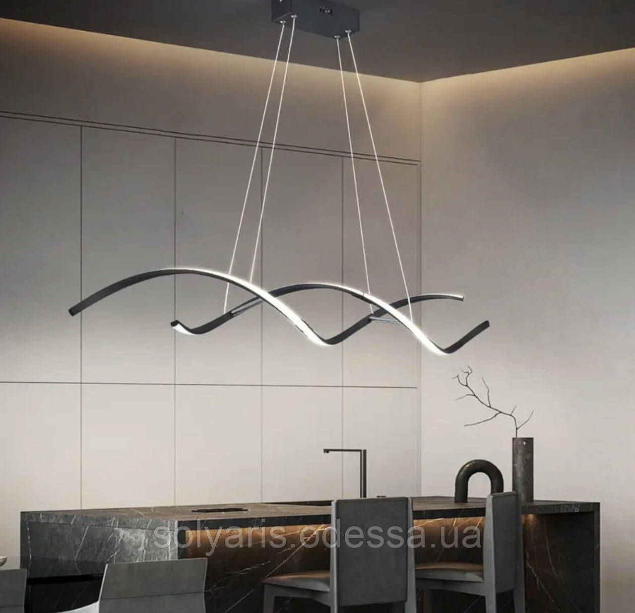 Люстра волна 2218/1200 120см черна,золото, фото 1