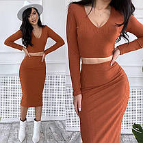 Костюм спідниця олівець і укорочений топ із декольте, фото 2