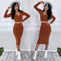 Костюм спідниця олівець і укорочений топ із декольте, фото 3