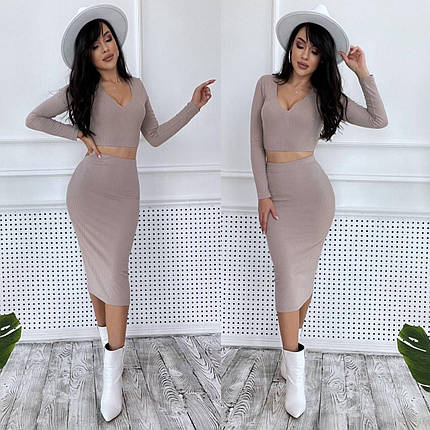 Костюм спідниця олівець і укорочений топ із декольте, фото 1