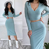 Костюм спідниця олівець і укорочений топ із декольте, фото 4