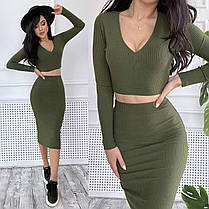 Костюм спідниця олівець і укорочений топ із декольте, фото 5