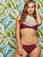 Роздільний купальник із плетеним мереживом на грудях