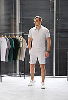 Мужской спортивный однотонный костюм двунитка шорты и футболка Comfort L, Светло-серый