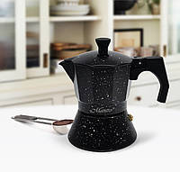 Гейзерная кофеварка на 3 чашки 150мл с мраморным покрытием Maestro MR-1667-3 Кофеварка на плиту индукционная