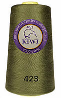 Нитка 40/2 швейная Kiwi (Киви) полиэстер (4000 ярдов) цвет хаки №423