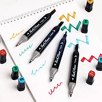 Большой набор скетч маркеров 80 цветов Touch Raven в черном чехле и Блокнот А4 для рисования в подарок! топ