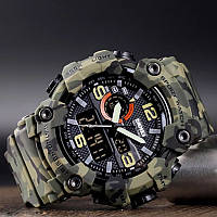 Часы наручные кварцевые мужские камуфляжные Skmei 1520CMGN Green Camo водонепроницаемые и противоударные часы