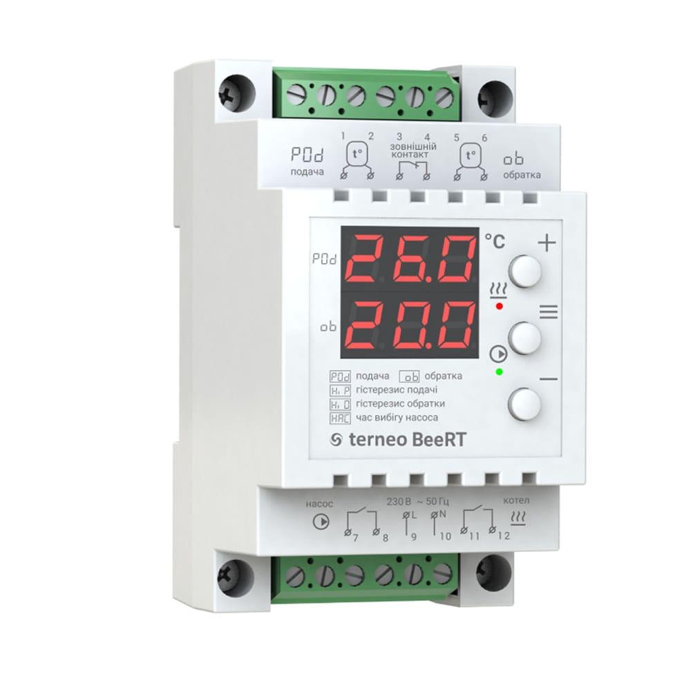 Регулятор для котла Terneo BeeRT з датчиком "подачі та обратки" / на DIN-рейку / 2 датчика, фото 1