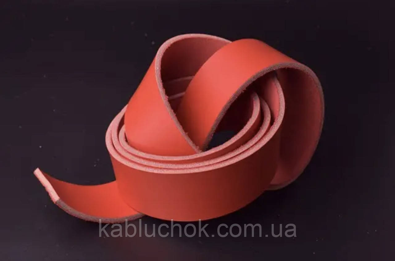 Ремінна смуга 38 мм*130см шкіра з покриттям колір червоний, фото 1