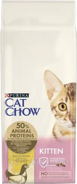 Purina Cat Chow Kitten Пуріна Кет чау корм для кошенят з куркою, 15 кг.