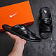 Чоловічі шкіряні літні шльопанці-сланці Nike Classic, Літні чоловічі чорні шльопанці Найк. Чоловіче взуття, фото 6
