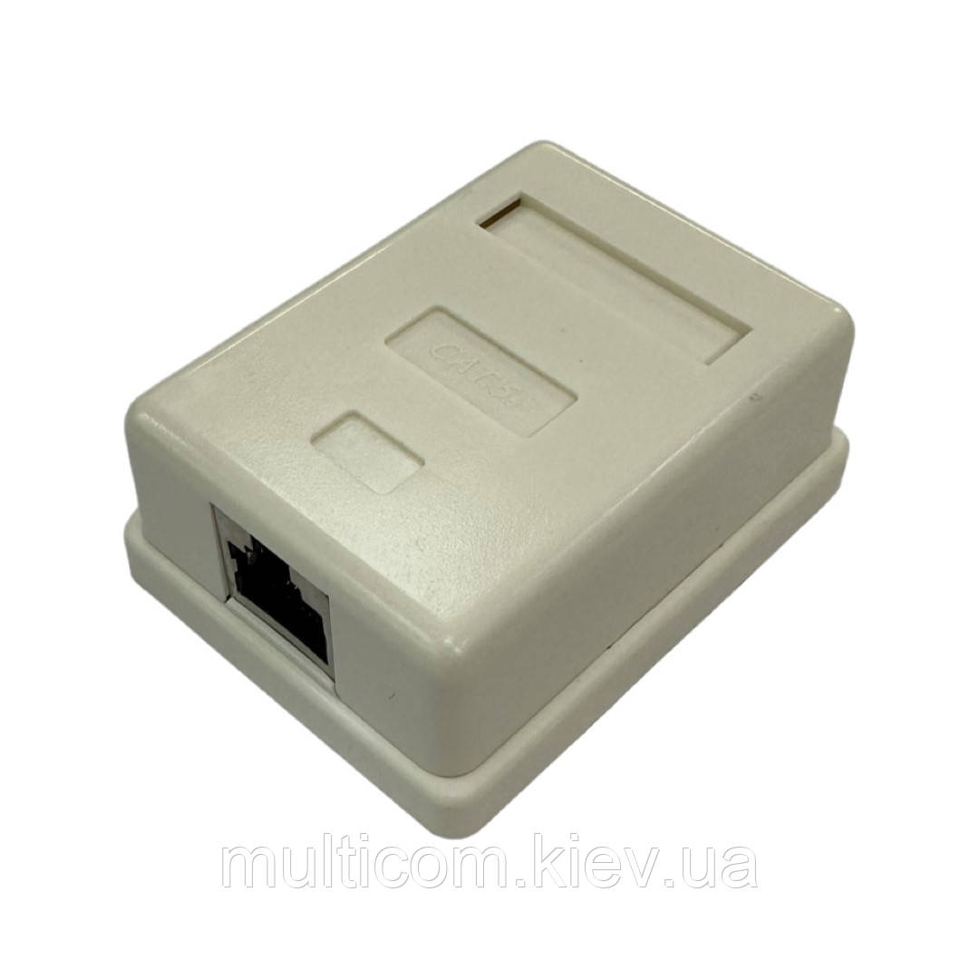 01-12-242К. Розетка х1 RJ-45 (8p8c), Cat5e, екранована, зовнішня, на липучці