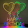 Неонова LED вивіска Happy Birthday 496x528 мм різнокольорова з пультом, фото 3