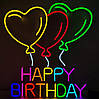 Неонова LED вивіска Happy Birthday 496x528 мм різнокольорова з пультом, фото 5