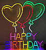 Неонова LED вивіска Happy Birthday 496x528 мм різнокольорова з пультом, фото 6