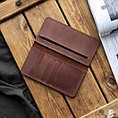 Шкіряне коньячне портмоне VIAR з натуральної телячої шкіри ручної роботи з монетницею на змійці, фото 10