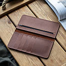 Шкіряне коньячне портмоне VIAR з натуральної телячої шкіри ручної роботи з монетницею на змійці, фото 7