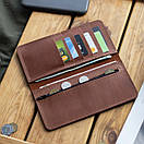 Шкіряне коньячне портмоне VIAR з натуральної телячої шкіри ручної роботи з монетницею на змійці, фото 2