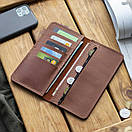 Шкіряне коньячне портмоне VIAR з натуральної телячої шкіри ручної роботи з монетницею на змійці, фото 6