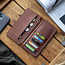 Шкіряне коньячне портмоне VIAR з натуральної телячої шкіри ручної роботи з монетницею на змійці, фото 3