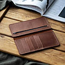 Шкіряне коньячне портмоне VIAR з натуральної телячої шкіри ручної роботи з монетницею на змійці, фото 8