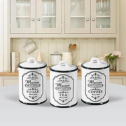 Набір банок для сипких продуктів чай, кава, цукор 3 шт. Maestro MR-20030-03CS Набір керамічних банок для дому