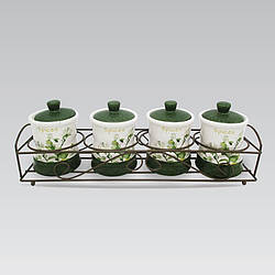 Набір банок для спецій і сипких продуктів 5 шт Maestro MR-20032-04CS Набір ємностей на підставці з кераміки