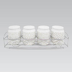 Набір банок для спецій і сипких продуктів 5 шт Maestro MR-20033-04CS Набір ємностей на підставці з кераміки