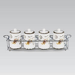 Набір банок для спецій і сипких продуктів 5 шт Maestro MR-20049-04CS Набір ємностей на підставці з кераміки