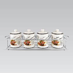 Набір банок для спецій і сипких продуктів 5 шт Maestro MR-20050-04CS Набір ємностей на підставці з кераміки