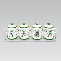 Набір банок для спецій і сипких продуктів 5 шт Maestro MR-20065-04CS Набір ємностей на підставці з кераміки