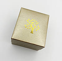 Коробочка для украшений под кольцо или серьги квадратная золотистая "Дерево"