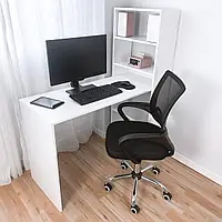 Стіл письмовий Melor, стіл з боковим стелажем, стіл з полицями, сучасний стіл, комп'ютерний стіл