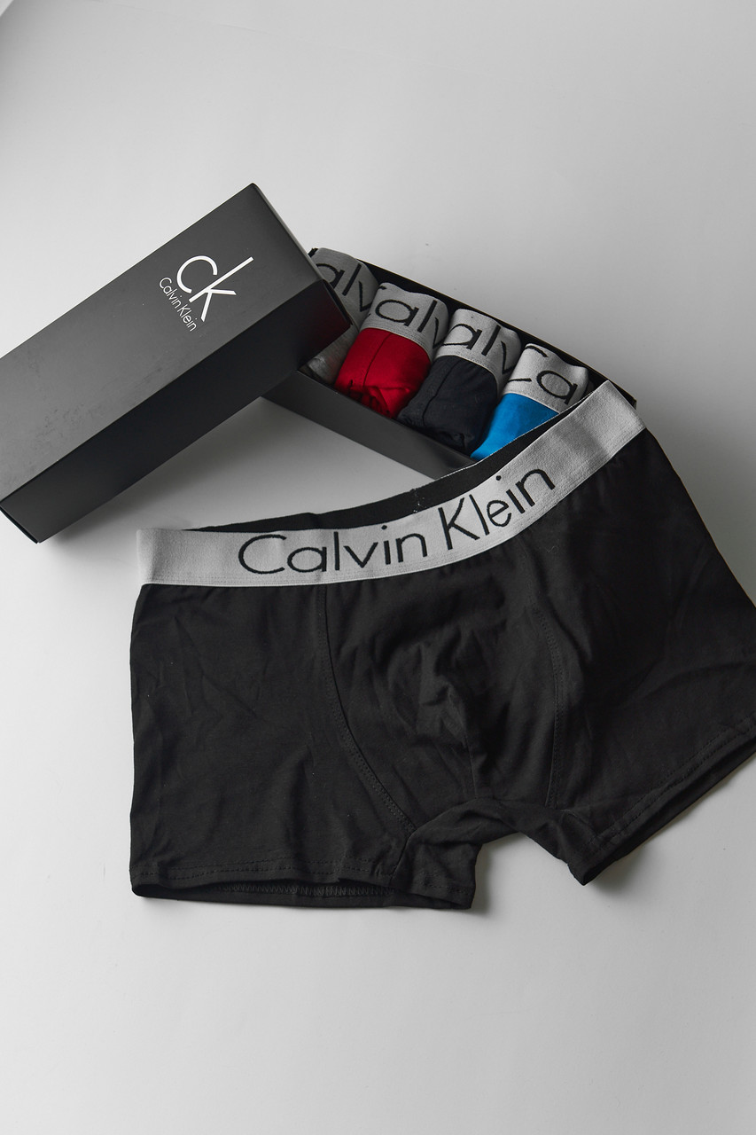Чоловічий одяг в наборі Calvin Klein 3шт. Чоловічі труси-боксери з білою гумкою Кельвін Кляйн 3 шт, фото 1