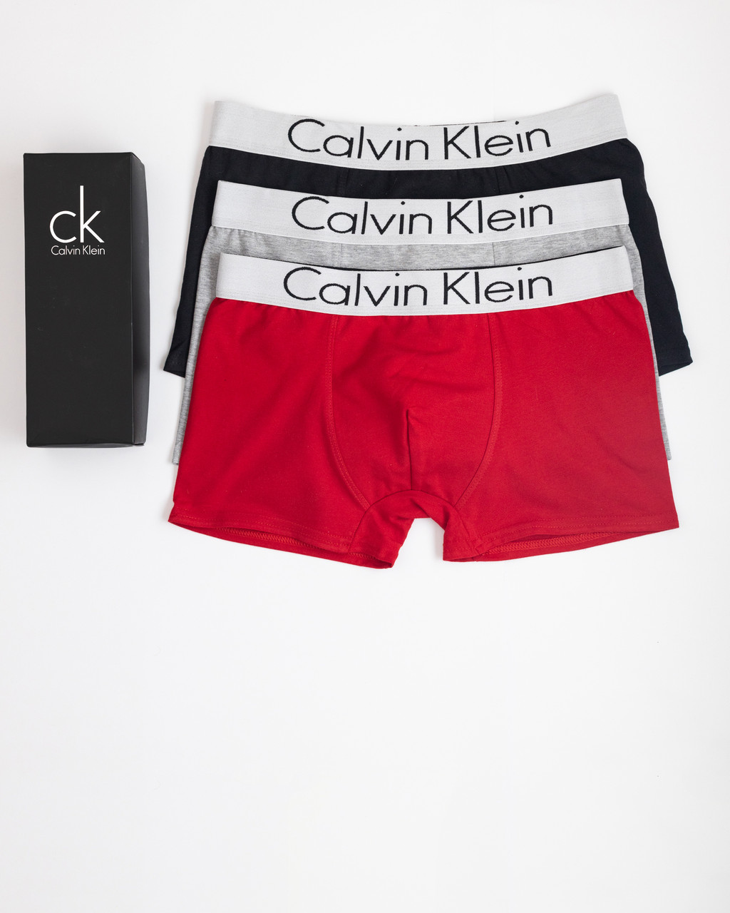 Чоловічий одяг в наборі Calvin Klein 3шт. Чоловічі труси-боксери з білою гумкою Кельвін Кляйн 3 шт, фото 1