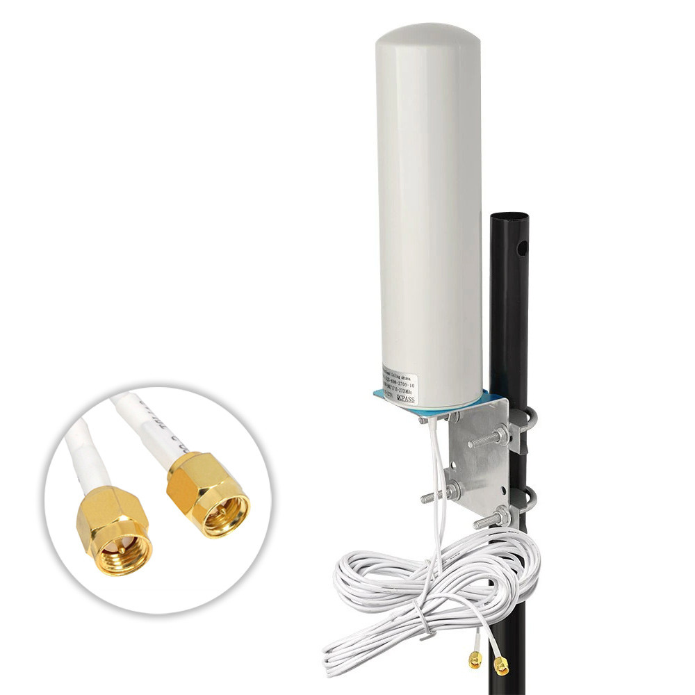 Антена 4G 3G LTE зовнішня подвійна MIMO 2x 14 dBi SMA 700-2700 МГц 5 метрів, виносна вулична всепогодна
