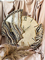 Об'ємний 3Д 3D настінний годинник з напівдорогоцінним камінням з епоксидної смоли дзеркальні золоті римські цифри тихий хід