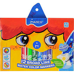 Фломастери Marco Super Washable 12 кольорів, 1632-12CB