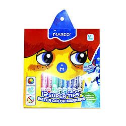 Набір водних фломастерів 12 кольорів Marco 1630-12, шт