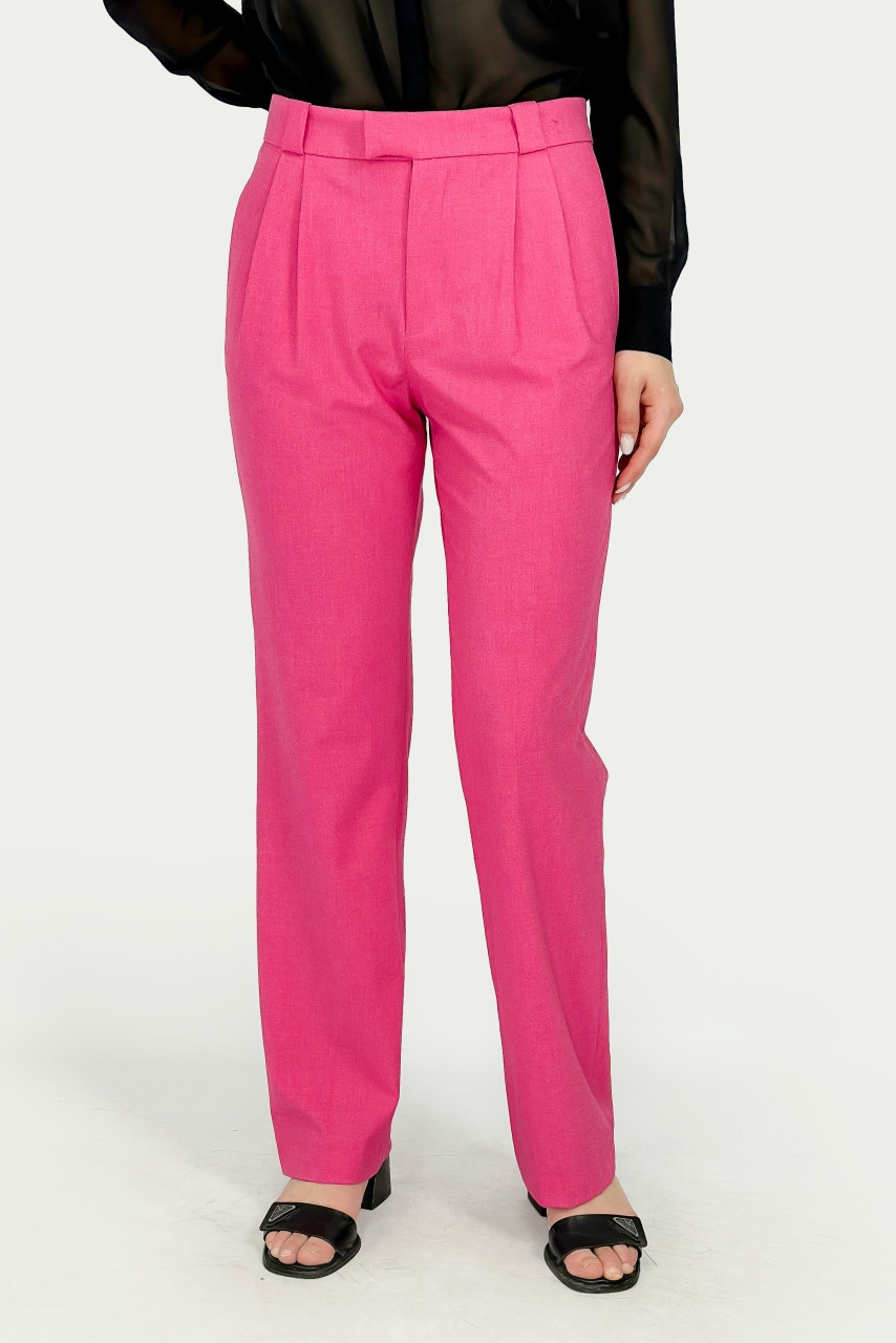 Прямі штани із защипами Zara 7817/433/636 рожеві M
