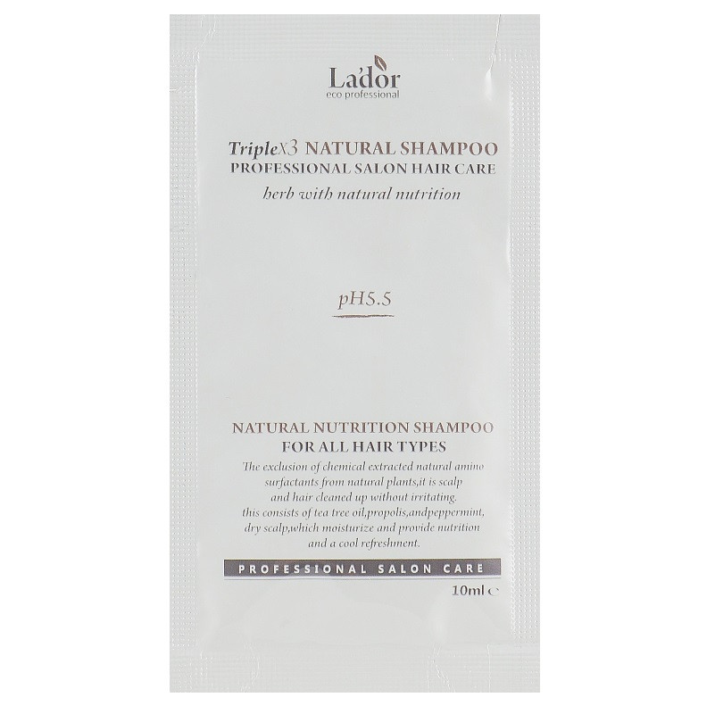 Професійний шампунь з протеїнами шовку і кератином La'dor Triplex Natural Shampoo пробник 10 мл